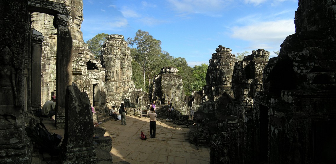 pano-bayon Stone faces of Bayon, Cambodia 2008