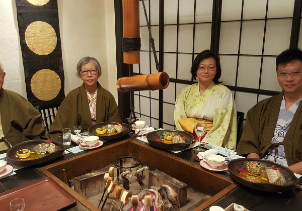 Dinner @ Yamayuri no Yado Definitely the BEST dinner of this trip ... private room with Irori, wagyu sukiyaki, chacoal grilled iwashi trout and...