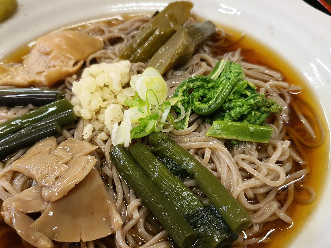 山小屋 明星荘 A nice little soba shop at the Sasagamine exit. All ingredients (山菜) are harvested from the area. Nice hot soba while...