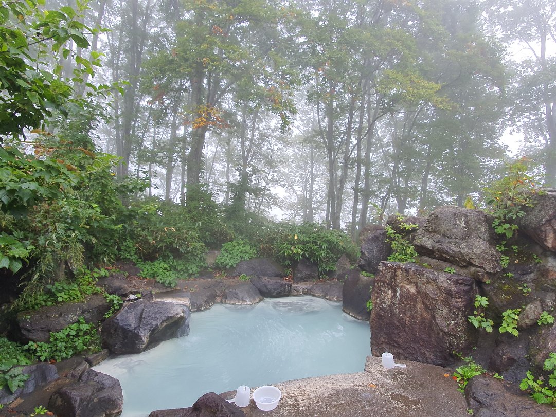 Tsubame Onsen Kogane-no-yu 燕温泉 黄金の湯 We got a ride from the lodge to the Tsubame onsen town. From there it is an uphill 500m to this natural free outdoor...
