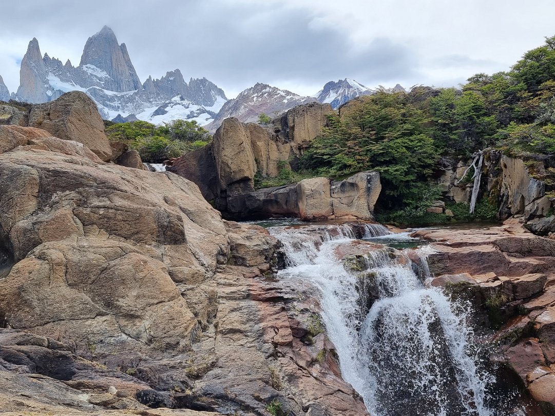 The secret Waterfall A slightly off-trail trek to get a shot of Fitz Roy with the waterfall in the foreground.