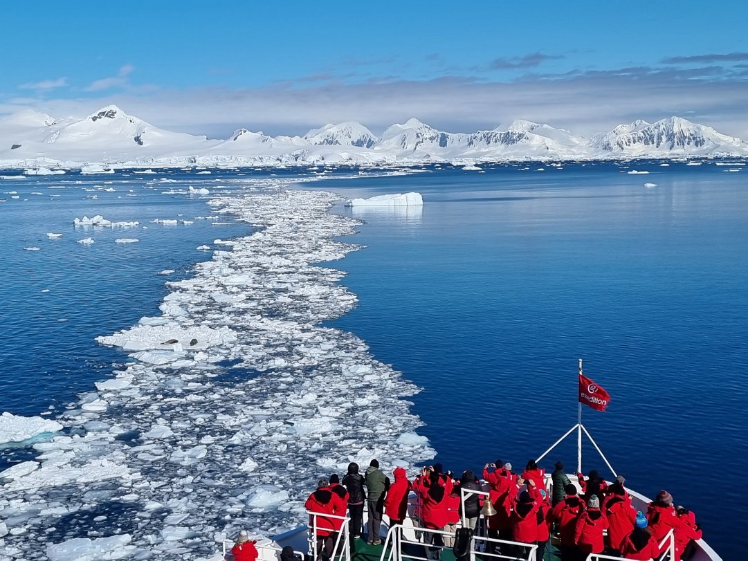 Sailing the Famed Gullet Navigating the icy channel to journey further south. We are Indeed fortunate for this rare opportunity to sail through...