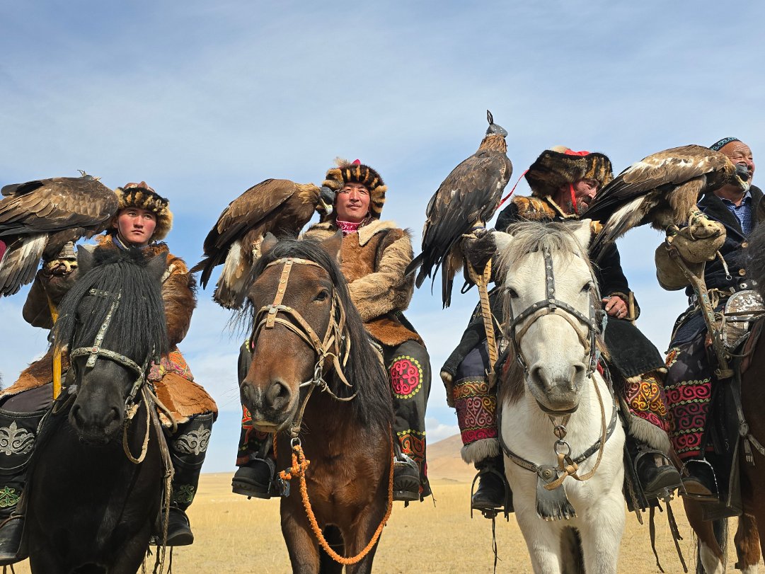 Kazakh Eagle Hunters About 20 to 30 participated in this year's event.